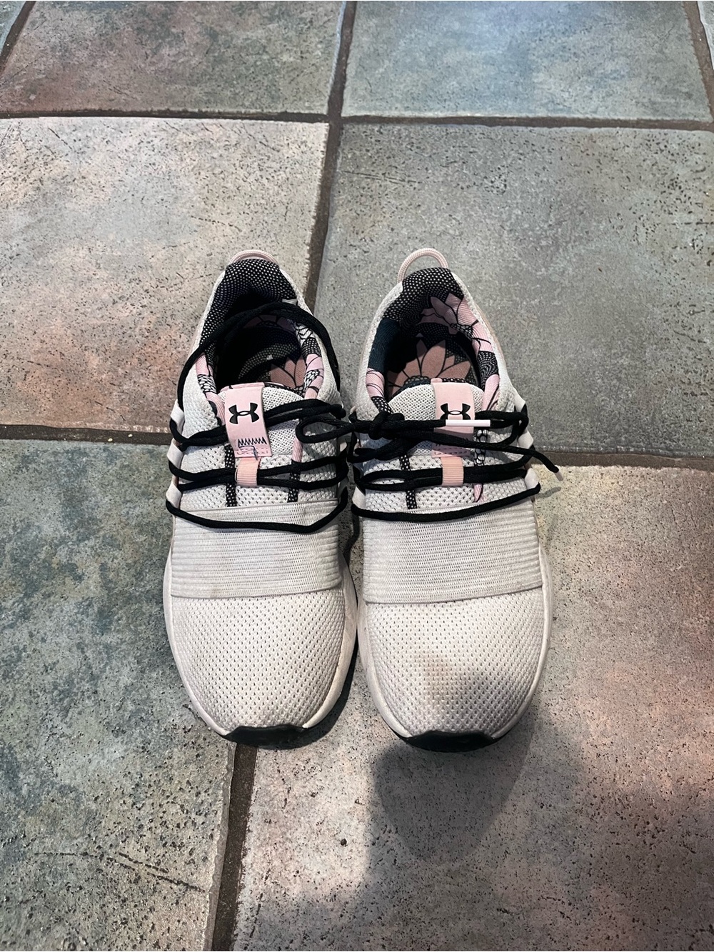 Under Armour Women’s White Sneakers with Pink Accents